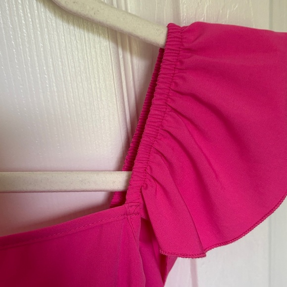 Pink Ruffled Tie Back Blouse - Picture 3 of 5